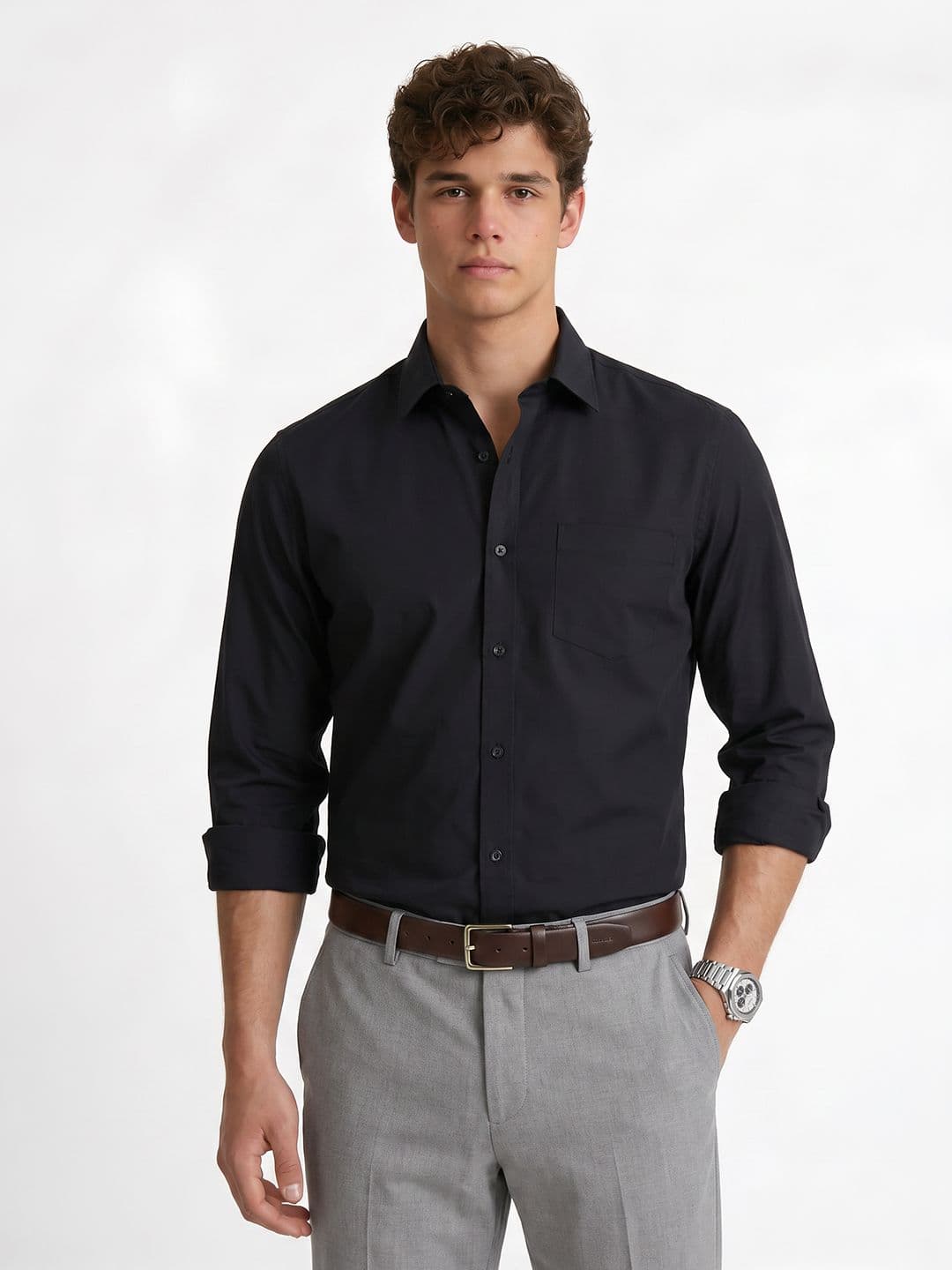 Peter England Peter England Slim Fit Spread Collar Formal Shirt
