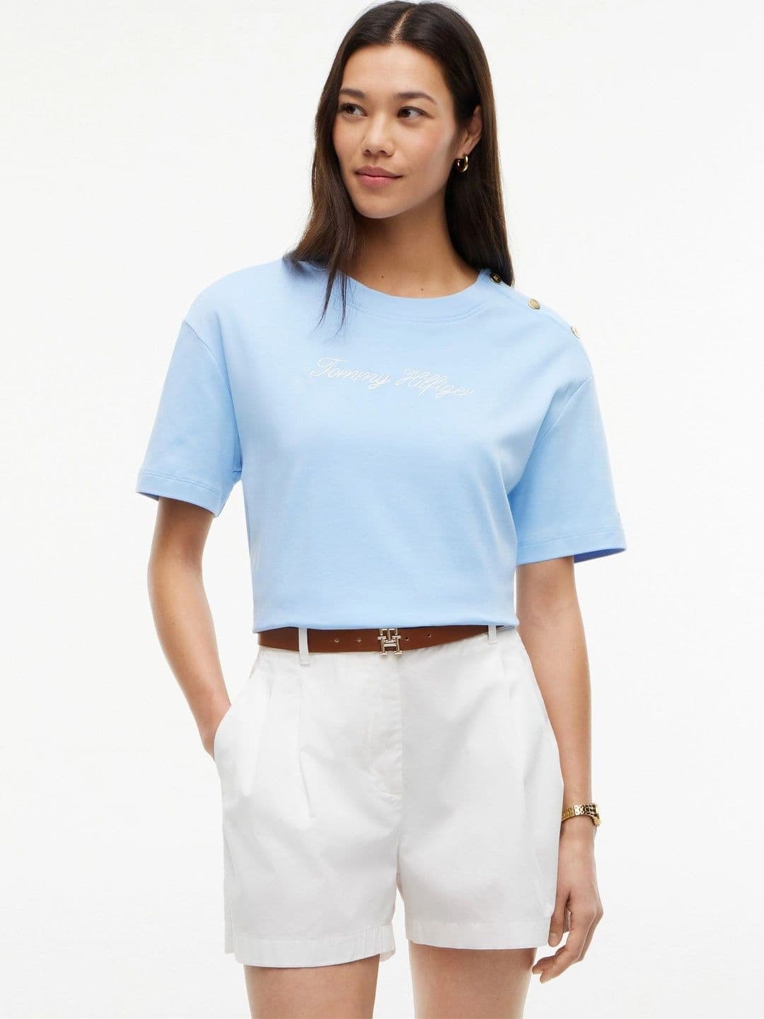 Women Brand Logo Printed T-shirt Tommy Hilfiger Women Brand Logo Printed T-shirt