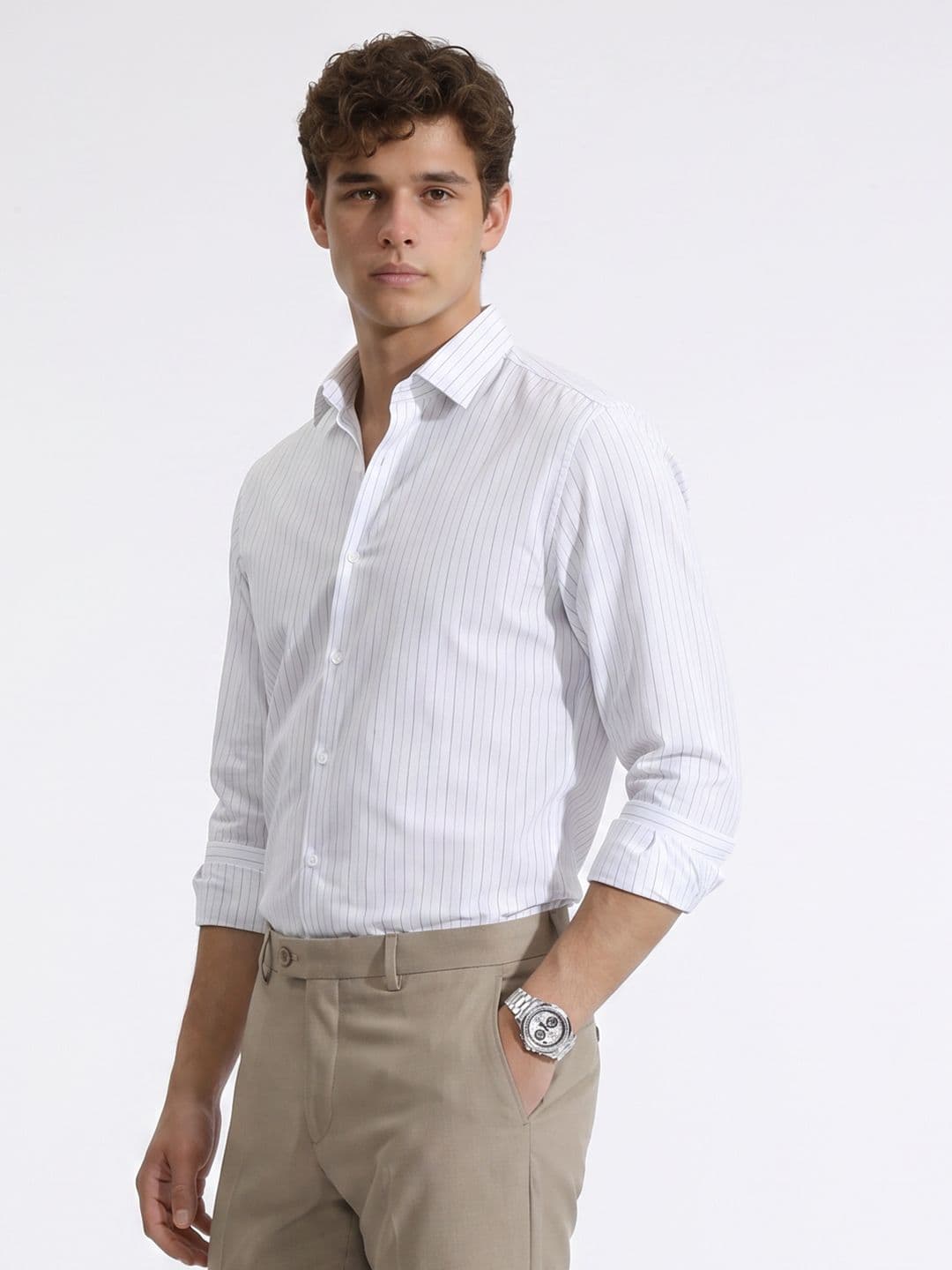 Peter England Peter England Men Snug Slim Fit Striped Formal Shirt