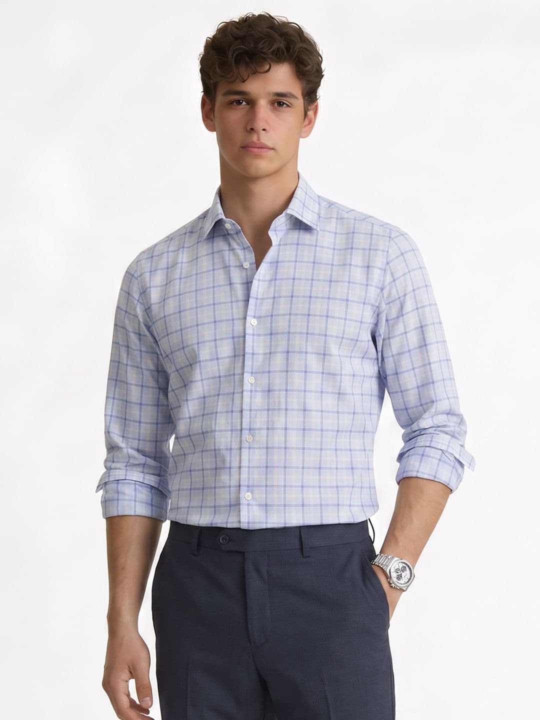 Peter England Peter England Men Snug Slim Fit Checked Formal Shirt
