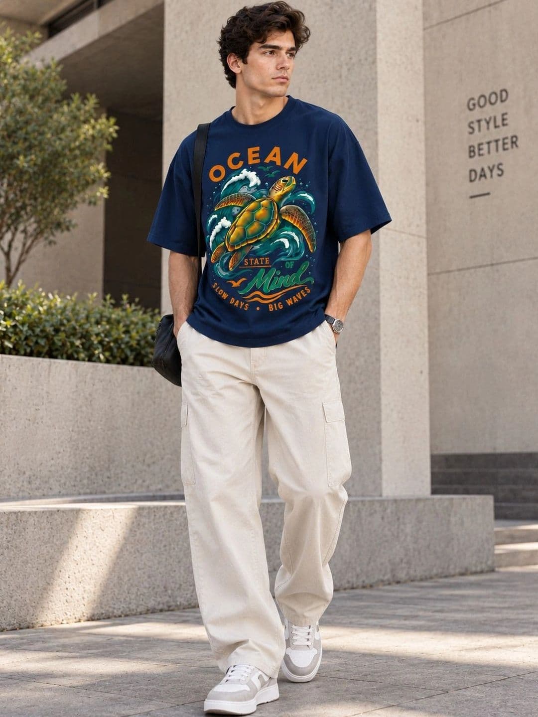 Mast & Harbour Mast & Harbour Men Printed Drop-Shoulder Sleeves T-shirt