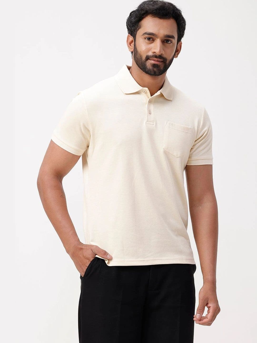 ARISER ARISER Men Polo Collar Pockets Slim Fit T-shirt