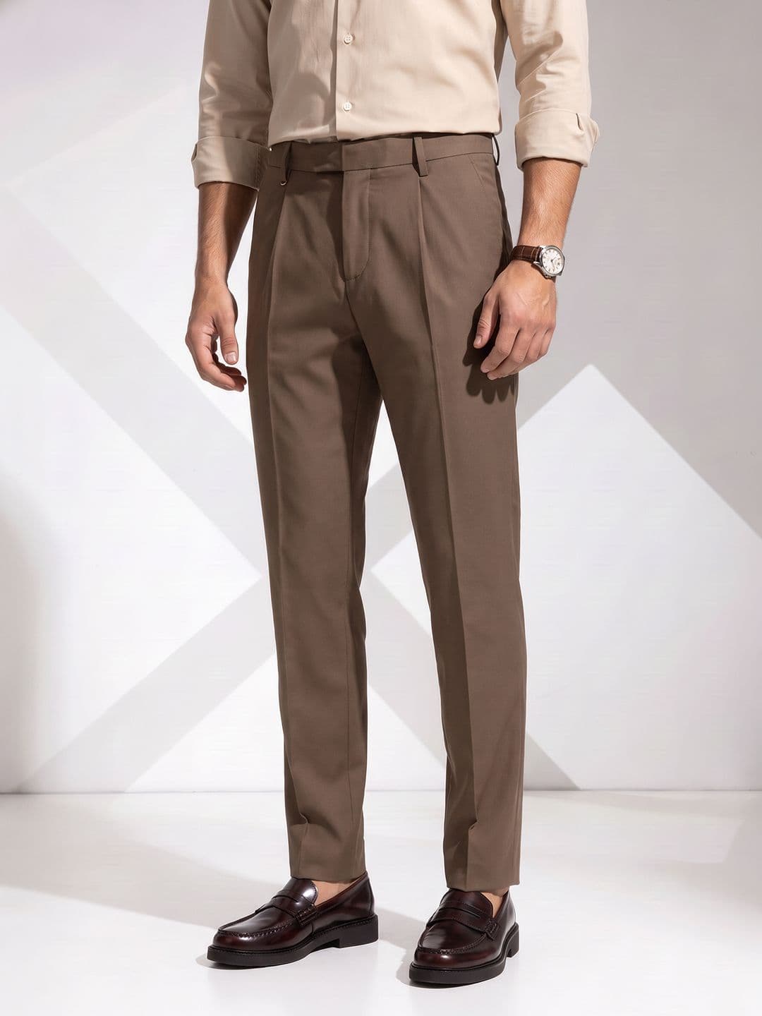 INVICTUS INVICTUS Men Brown Formal Trousers