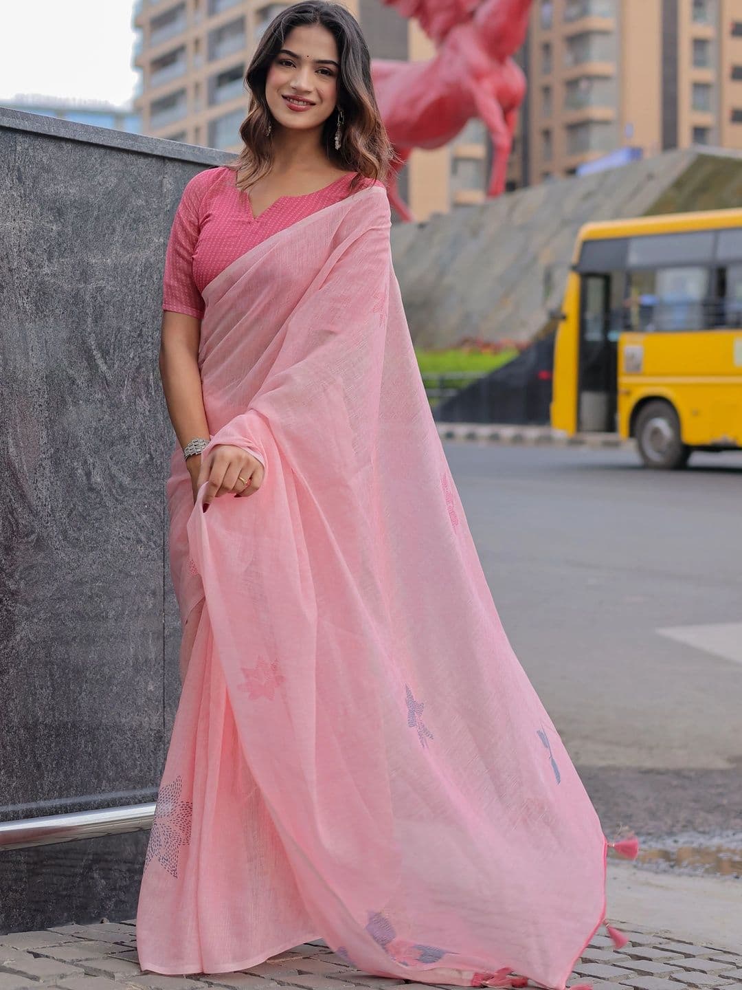 Sangria Sangria Embellished Pure Cotton Khadi Saree