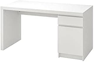 Ikea MALM Particle Board Wood Acrylic Finish Desk |White|140x65 cm (55 1/8x25 5/8"