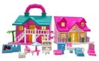 Dream Choice Doll House for Girls 2 Room Set with Mini Accessories | Kids Dollhouse Play Set with Furniture | Openable Doors | Portable Pretend Play House Toy