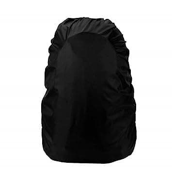 BERO 100% Waterproof 45L to 60L Rain Cover for Backpack Bags Rubberized Material, Dust Proof, Rainproof Dustproof Protector Raincover Elastic Adjustable Specially for Trekking Black (Black)