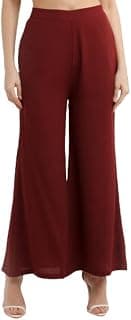 Zink London Women's Maroon Solid Elasticated Trouser