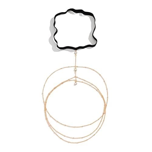 AQUASTREET Multi Layered Celebrity Style Thigh Chain For Women And Girls | Gold Plated Alloy | Leg Chain | Stylish Party Jewelry for Western Dress