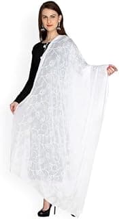 Generic Nakoda Creation Chiffon Embroidered Women Dupatta (Chiffon Dupatta-White)