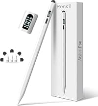 DIGIROOT iPad Pencil LED Display 15 Mins Fast Charge Stylus Pen for iPad with Palm Rejection for 2018-2025 iPad Air 3/4/5/M2/M3, iPad mini 5/6, iPad 6/7/8/9/10/11, iPad Pro 11",12.9"&M4 (White)