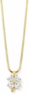Zarini Premium Gold-Plated Four Leaf Clover CZ Pendant Necklace on Herringbone Chain