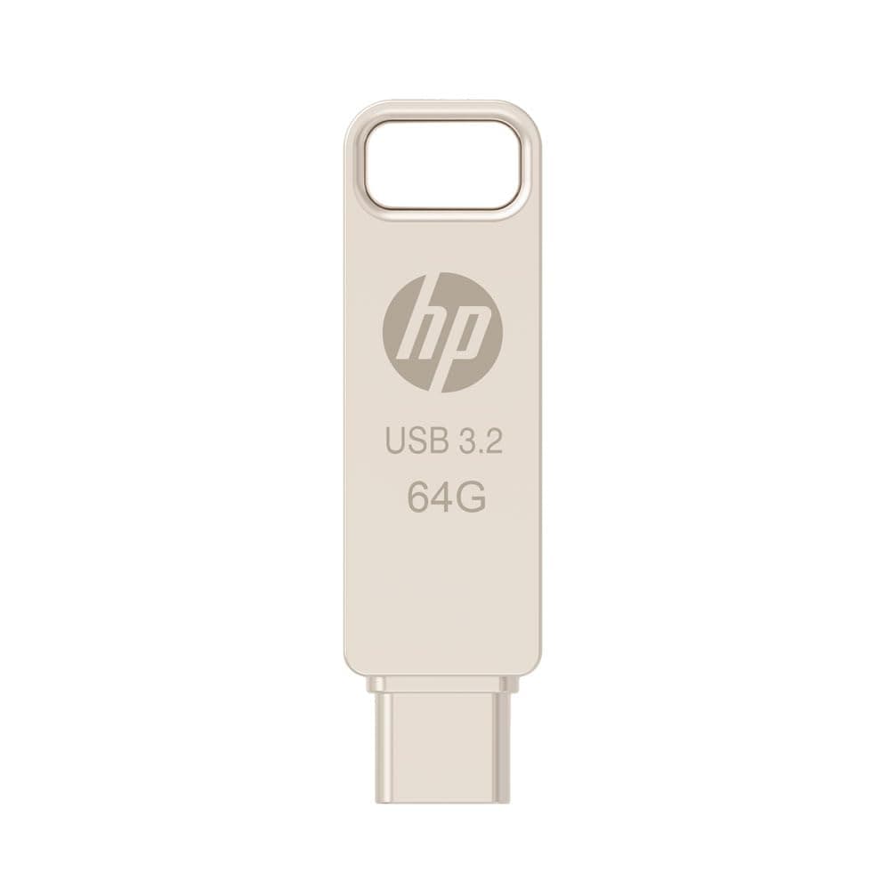 HP 886C 64GB OTG Flash Drive 3.2 Gold/Metallic Swivel Design/Durable Metal Material