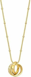 Zarini Premium Gold-Plated Interlocking Triple Ring CZ Pendant Necklace with Beaded Chain for Women