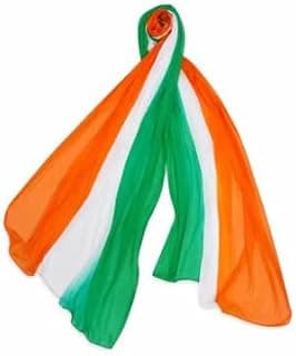Generic The Classy Hub Republic Day/Independence Day Special Chiffon Dupatta, Tricolour Blend Dupatta for Women, Girls Lightweight, Orange White Green, for Kurti, Suit and Ethnic Wear