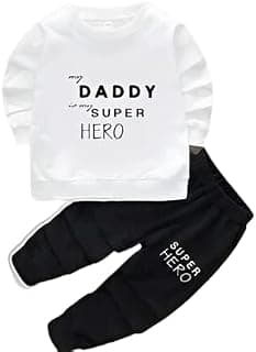 Generic My Daddy Superhero' Printed Cotton Baby Clothing Sets/Tshirt-Pyjama (Boys/Girls up to 2 Years)