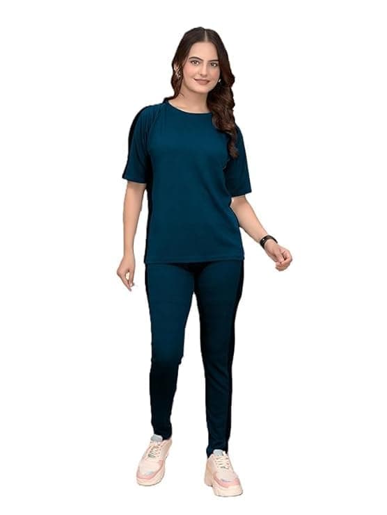 Women's Active Wear Track Suit Set Sportswear Top & Bottom Set for Women Western for Fitness & Workout Tshirt for Women Gym pants