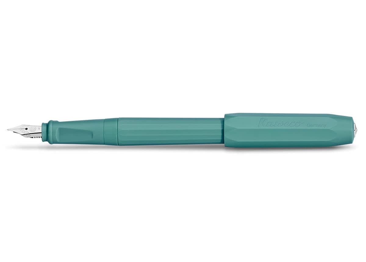 Kaweco PERKEO Fine Nib Fountain Pen - Breezy Teal, Premium German Fountain Pen with Royal Blue Ink Cartridge, 13 cm, Light Weight, Ergonomic Grip