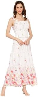 KASSUALLY Dresses for Women Women White Floral Printed Maxi Dress