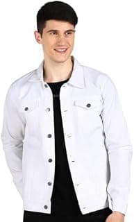 MONTREZ Men Spread Collar Solid Lightweight Casual Denim Jacket