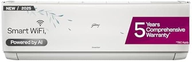Godrej 1.5 Ton 3 Star (5 Years Comprehensive Warranty) 5-In-1 Convertible Cooling Inverter Split AC (Copper, Model, Heavy Duty Cooling at 52 °C, AC 1.5T EI 18A3T PYA IVBL IOT, White)
