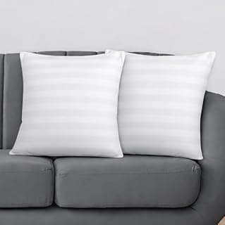 STITCHNEST Premium Fiber Filled Cushion Inserts Set of 2 (18x18 Inches) | Soft Square Pillow Fillers for Sofa, Bed & Home Decor | White