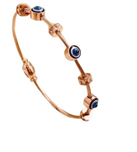 MEENAZ evil eye bracelet for woman Evil Eye Bangles for women Anti Tarnish Stylish Adjustable Bracelet for girls Rose gold Kada for Women Accessories Jewellery Women Girls friendship crystal -559