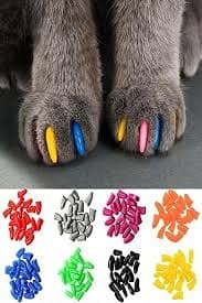 PSK PET MART Cat Nail Caps, 20pcs Multi-colored Soft Claws for Cats, Size: MEDIUM