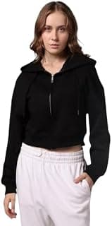 LLL FASHION Women Regular Fit Zip-Front Cropped Winter Hoodie