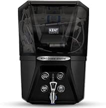 KENT Crystal Alkaline RO Water Purifier | 4 Year Free Service* | Multiple Purification Process | RO+UV+UF+Alkaline+TDS Control | 11L Tank | 20 LP/Hr | Ideal For Borewell/Tanker/Municipal Water | Black