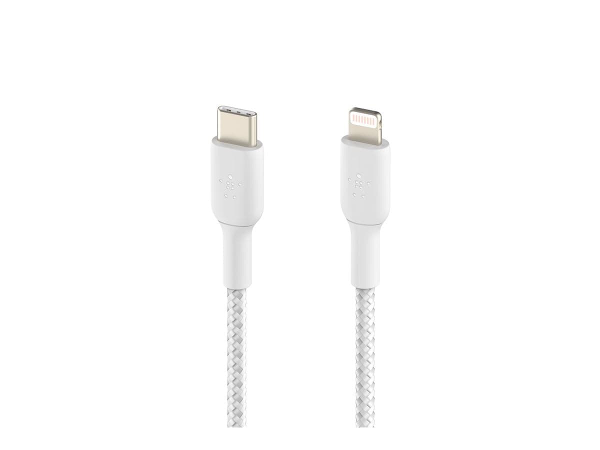 Belkin Apple Certified Braided Lightning to USB-C Charge and Sync Data Cables, 3.3 Feet / 1M, White