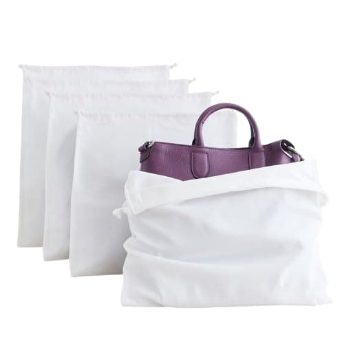 Dcluttr dust bags for handbags | Pack of 5 washable cotton handbag covers for storage | Dust cover storage bags for Handbags, Purses, Shoe Boots | Travel Storage Pouch with drawstring closure