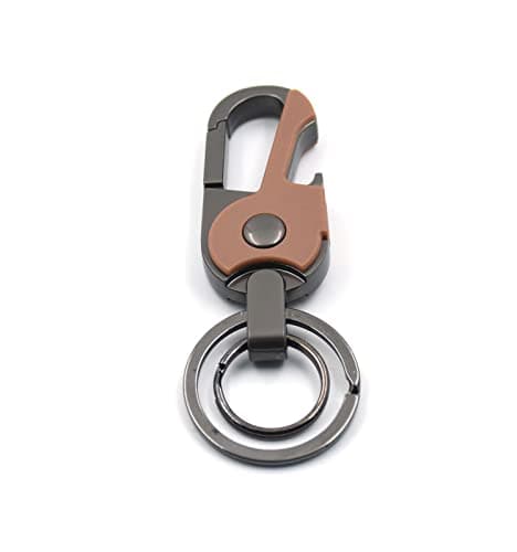 omuda Stylish Hook Locking Silver Metal Carabiner Double Ring Hook Metal Key Chain for Men & Women