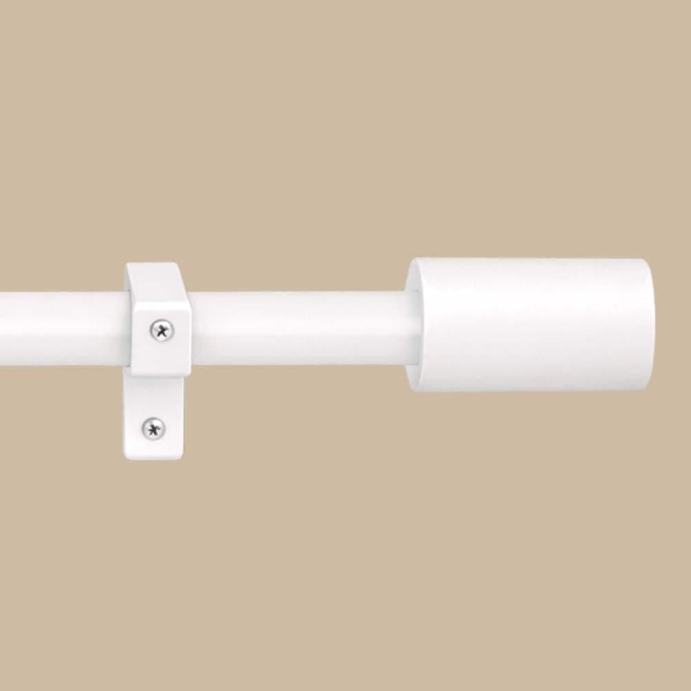 The Decor Mart 48"-88" Adjustable Curtain Rod for Door & Windows with Brackets Set Curtains Hanging Extendable Iron Metal Pipe Holder with White Matte Finial