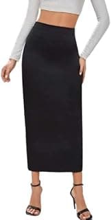 Dream Beauty Fashion Casual Polyester Blend with Side Slit Black Skirt/Petticoat/Shapewear (Venue Skirt-2P)