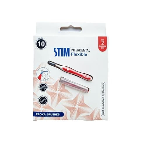 STIM Interdental Angular Brush For Narrow Gaps|Implants & Crowns|Deep Cleaning Between Teeth|Dentist Recommended|Made In India (BLUE, PACK OF 2)