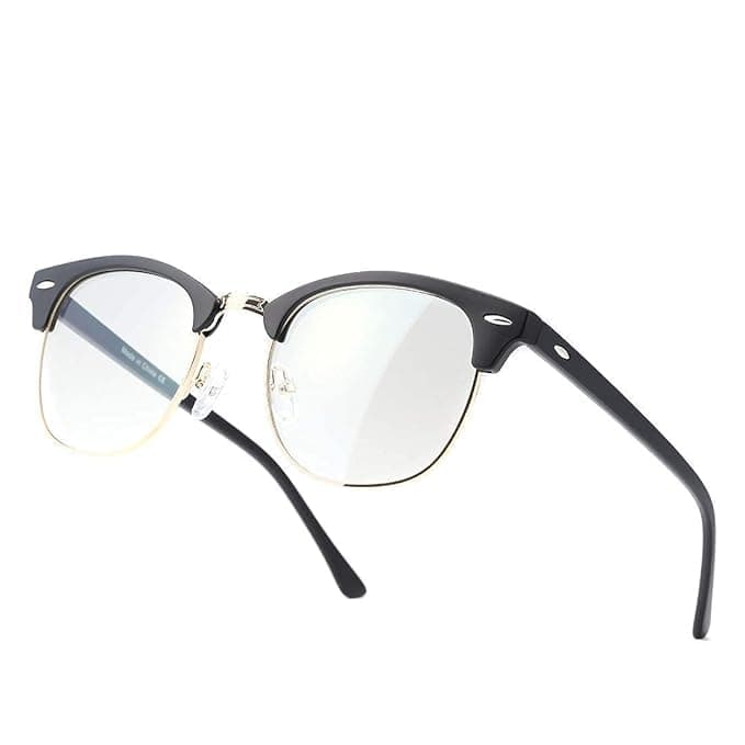 Black Jones Blue Light Blocking Computer Glasses for Men and Women | Semi Rimless Retro Frame AE0369 | Anti-Glare, UV Protection & Eye Strain Relief Eyewear for Office, Gaming & Daily Use