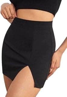 JINJIN FASHION Women's High Waist Stretchable Bodycon Mini Skirt with Front Slit – Stylish Party & Casual Wear | for Clubwear & Casual Outfits