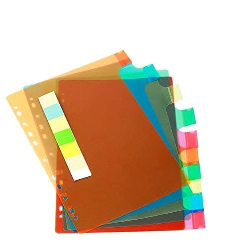 True-Ally A4 Binder Index Divider (10 Insertable tab Sheets) - Separators for Box Files, Lever Arch Files, Binders - A4 Size - Multicolor Tabs (Pack of 10 (Total 100 Sheets))