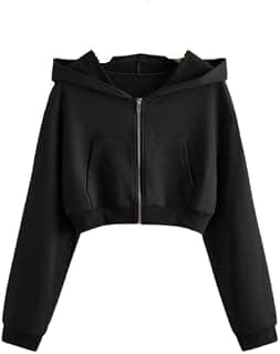 U.K Fashions Solid Long Hooded Neck Hoodie for Women Zipper Crop Jacket