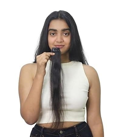 Thick Lengths Human Hair Colored Hair Streaks For Women and Girls India (Natural Black,10 inches) pack of 1
