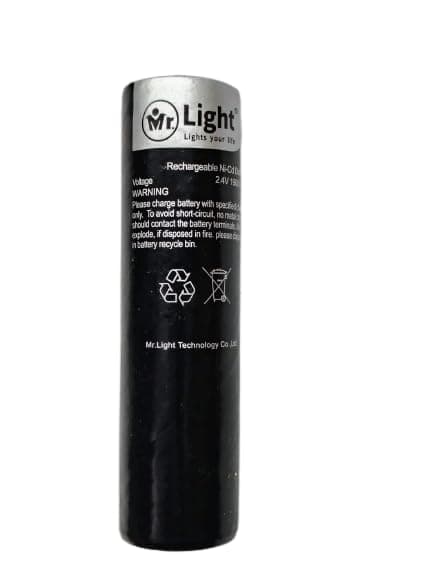 Mr Light Rechargeable Battery, 2.4V 1900mAh, High Capacity, Black, Compatible with Torch Light