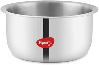 Pigeon Elite Stainless Steel Triply Tope 22cm, Gas Stove and Induction Compatible for Fast Cooking and Longer Heat Retention, Along with Even Heat Distribution- Silver