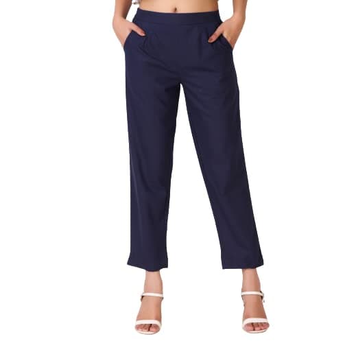SOLIDBOTTOMS Women's 100% Cotton Casual Pant | Ankle Length Regular fit Cotton Trouser | Straight Fit Pants for Formal, Office, Casual and Daily Outdoor Lifestyle (Gray)