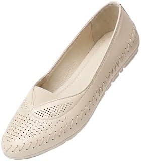 Doctor Walk Orthopaedic Ballet Flats, Diabetic Comfort Shoes, Black Perforated Design,Casual Wear Bellies for Women (M-207-Tan)