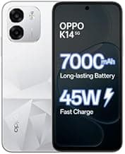OPPO K14 5G Smartphone, Prism White, 6GB RAM, 128GB Storage, 7000 mAh Battery, 45W Fast Charge