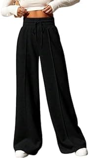 Posu Trendz Women's Wide Leg Casual Pants, High Waist Cotton Blend, Drawstring, Light Colour, Relaxed Fit