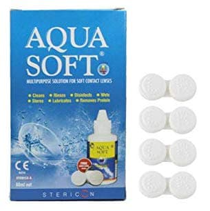 Visions India Aquasoft Multipurpose Solution for Soft Contact Lenses Pack (60 ml) with 4 Anti-Bacteria Leak-Proof Contact Lens Case