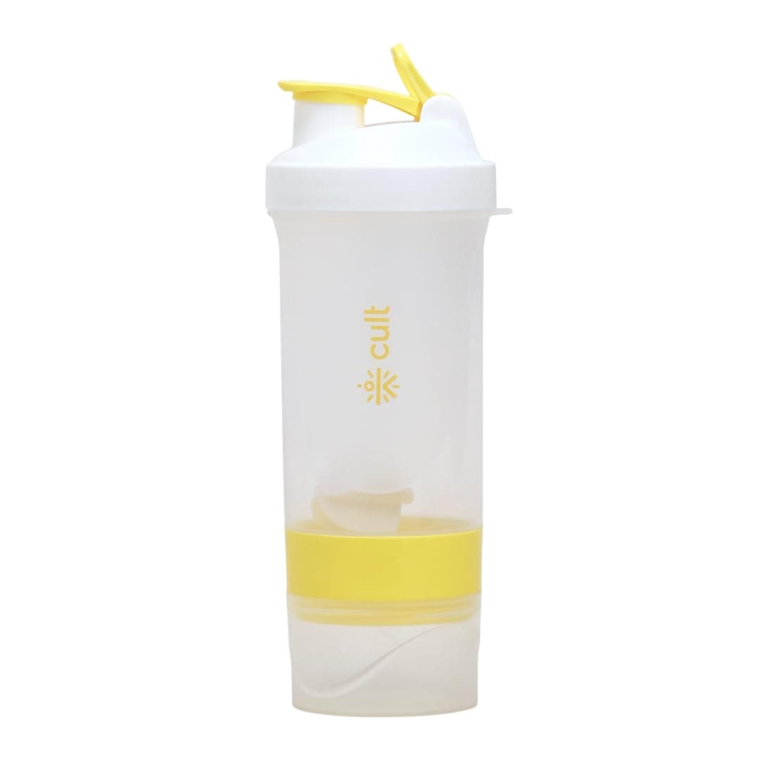 CULT Spider Shaker Bottle 500ml – 3 Compartment Protein Shaker with Blender Ball | Leakproof, BPA-Free, Durable Gym Shaker for Smooth Shakes, Pre-Workout & Supplements Yellow