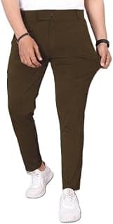 Generic S_E_Men’s Coffee Stretchable Trousers – Premium Look Solid Formal & Casual Pants | Comfortable